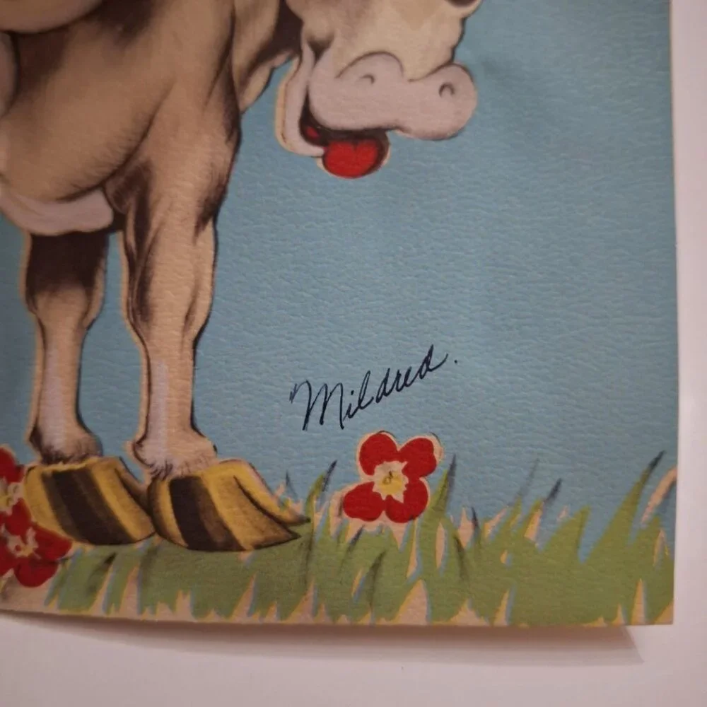Birthday Tales Pop-up Tails Kick Card Vintage 1950s‎ Cow Horse Farm Country